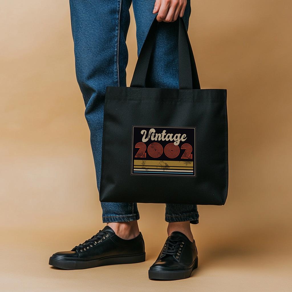 Vintage 2002 Tote Bag | Retro Style Canvas Bag | Aesthetic 2000s Design | Durable & Stylish