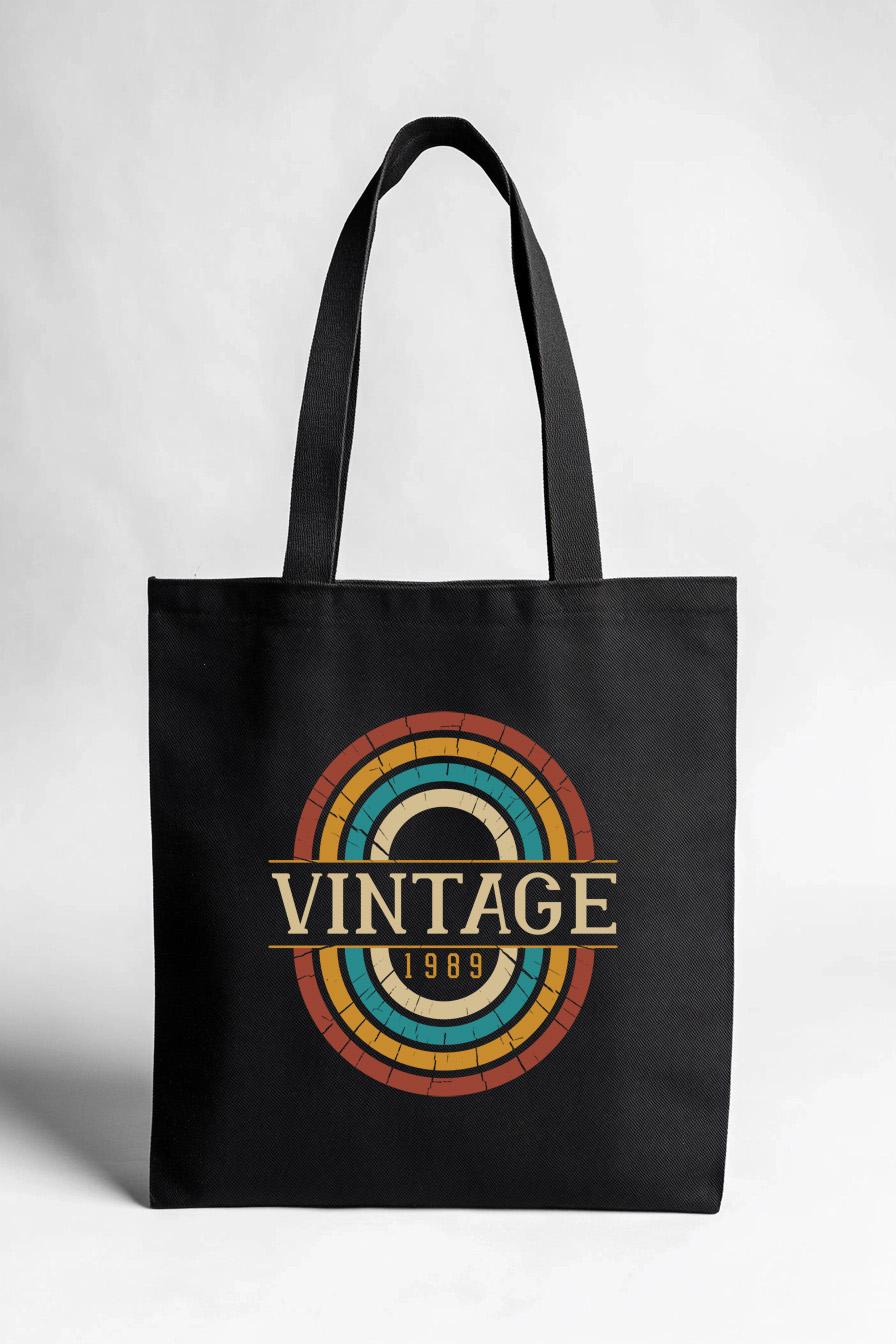 Vintage Tote Bag | Retro Fashion Canvas Bag | Rainbow Print Bag | Stylish & Durable