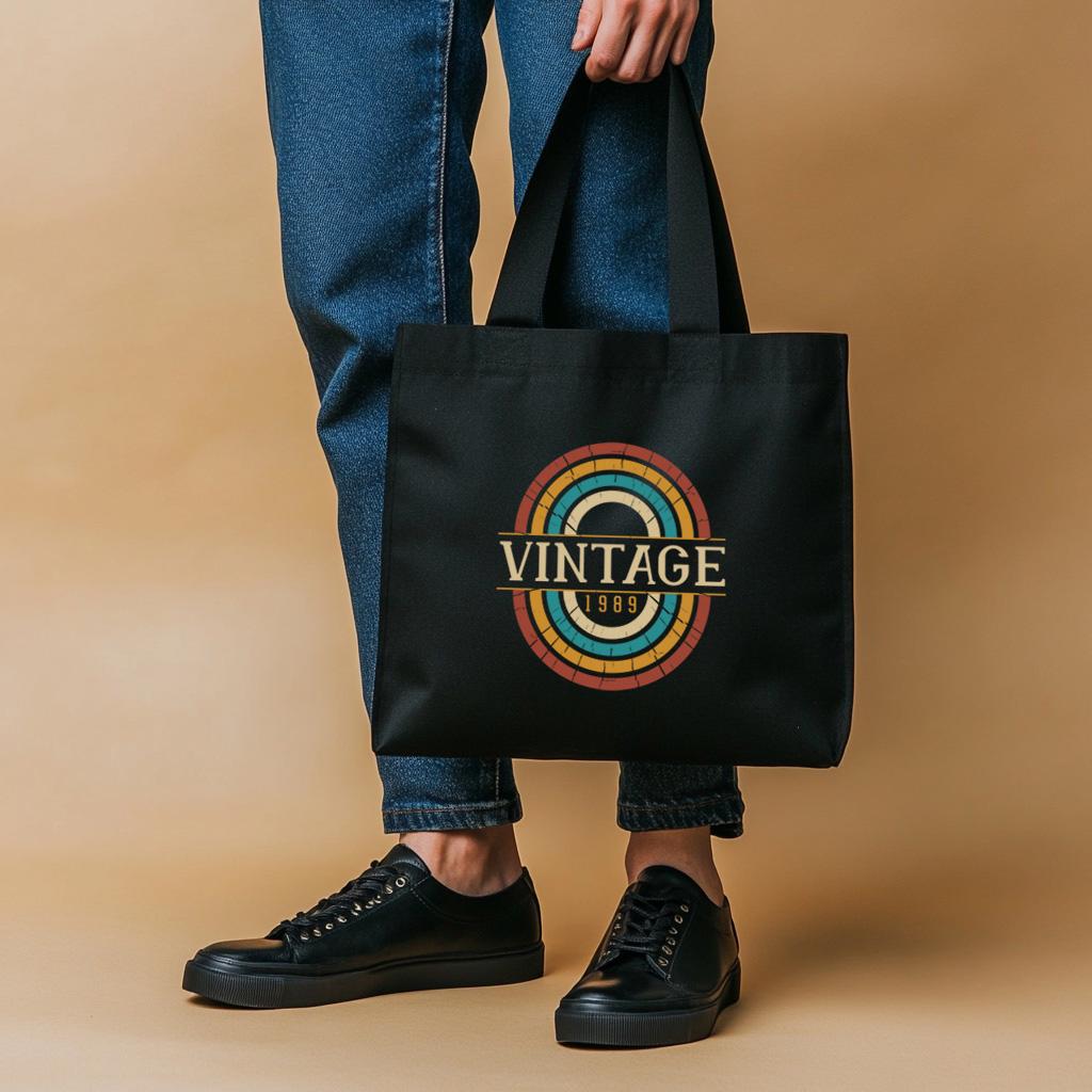 Vintage Tote Bag | Retro Fashion Canvas Bag | Rainbow Print Bag | Stylish & Durable
