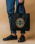 Vintage Tote Bag | Retro Fashion Canvas Bag | Rainbow Print Bag | Stylish & Durable