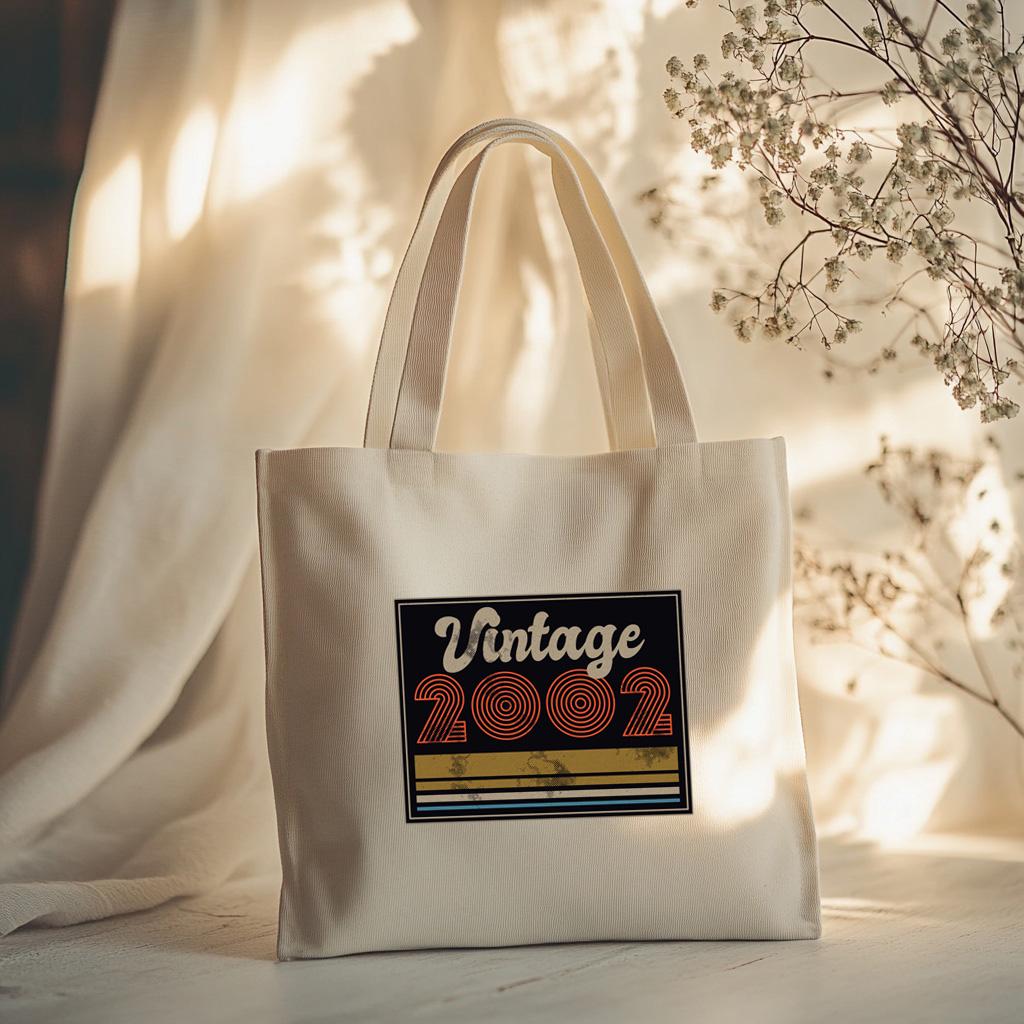 Vintage 2002 Tote Bag | Retro Style Canvas Bag | Aesthetic 2000s Design | Durable & Stylish
