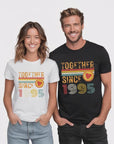 Customise Any Year Together Since 1995 Vintage Couple 30th Wedding Anniversary T-Shirt Husband Wife Boyfriend Girlfriend T Shirt Tee Top