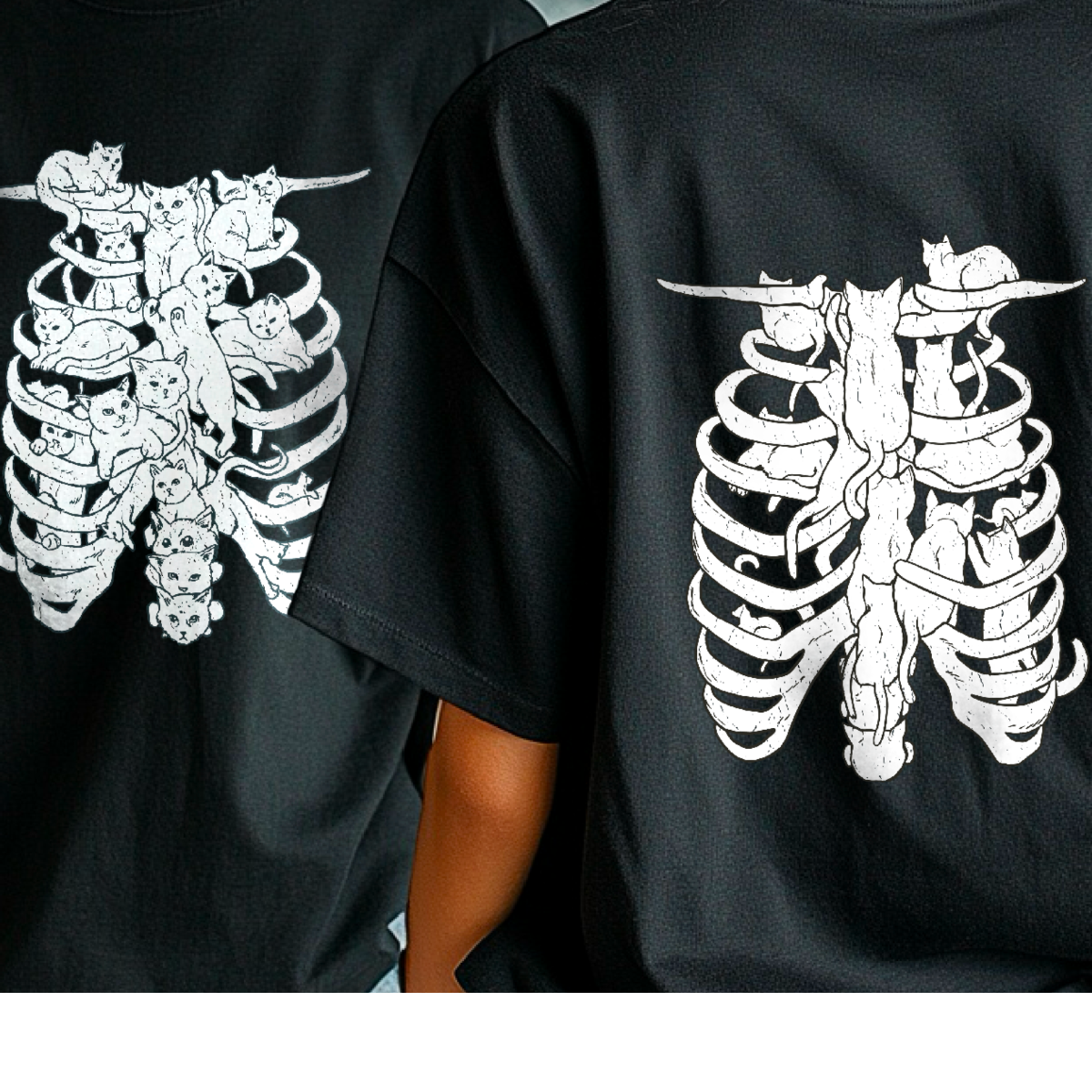 Ribcage Cats Skeleton Graphic Organic Cotton T-Shirt