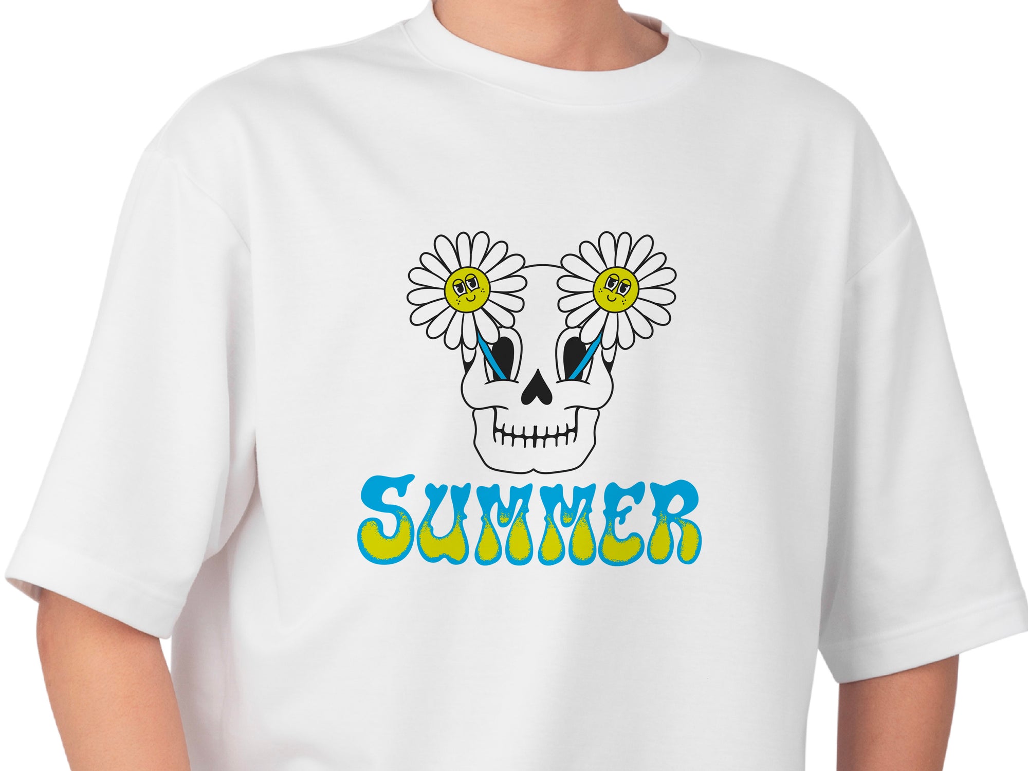Skull with Flowers Print Tee, Women's Floral Skull Shirt, Unisex Sugar Skull Fashion T-shirt