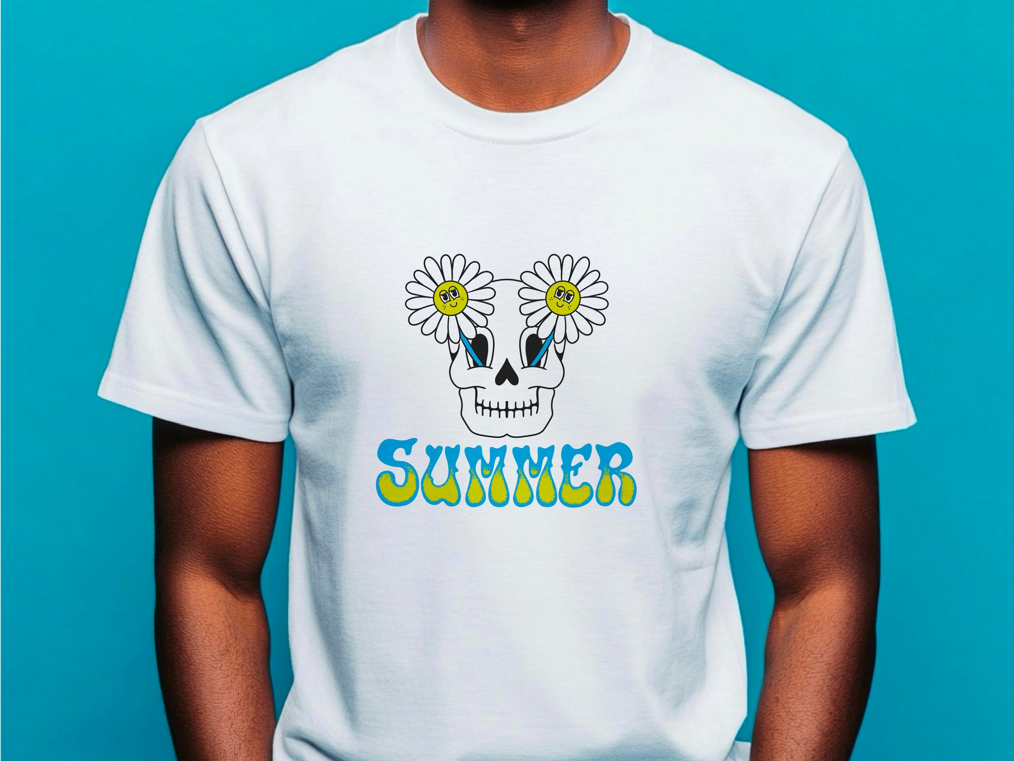 Skull with Flowers Print Tee, Women's Floral Skull Shirt, Unisex Sugar Skull Fashion T-shirt