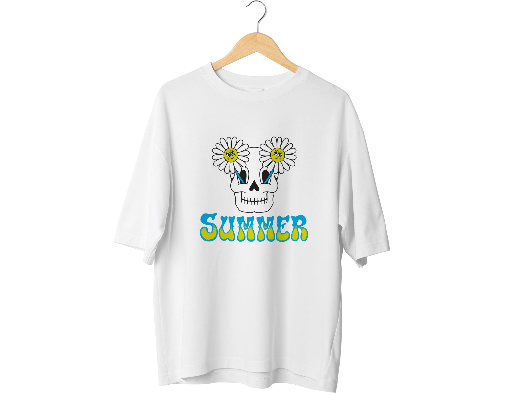 Skull with Flowers Print Tee, Women's Floral Skull Shirt, Unisex Sugar Skull Fashion T-shirt