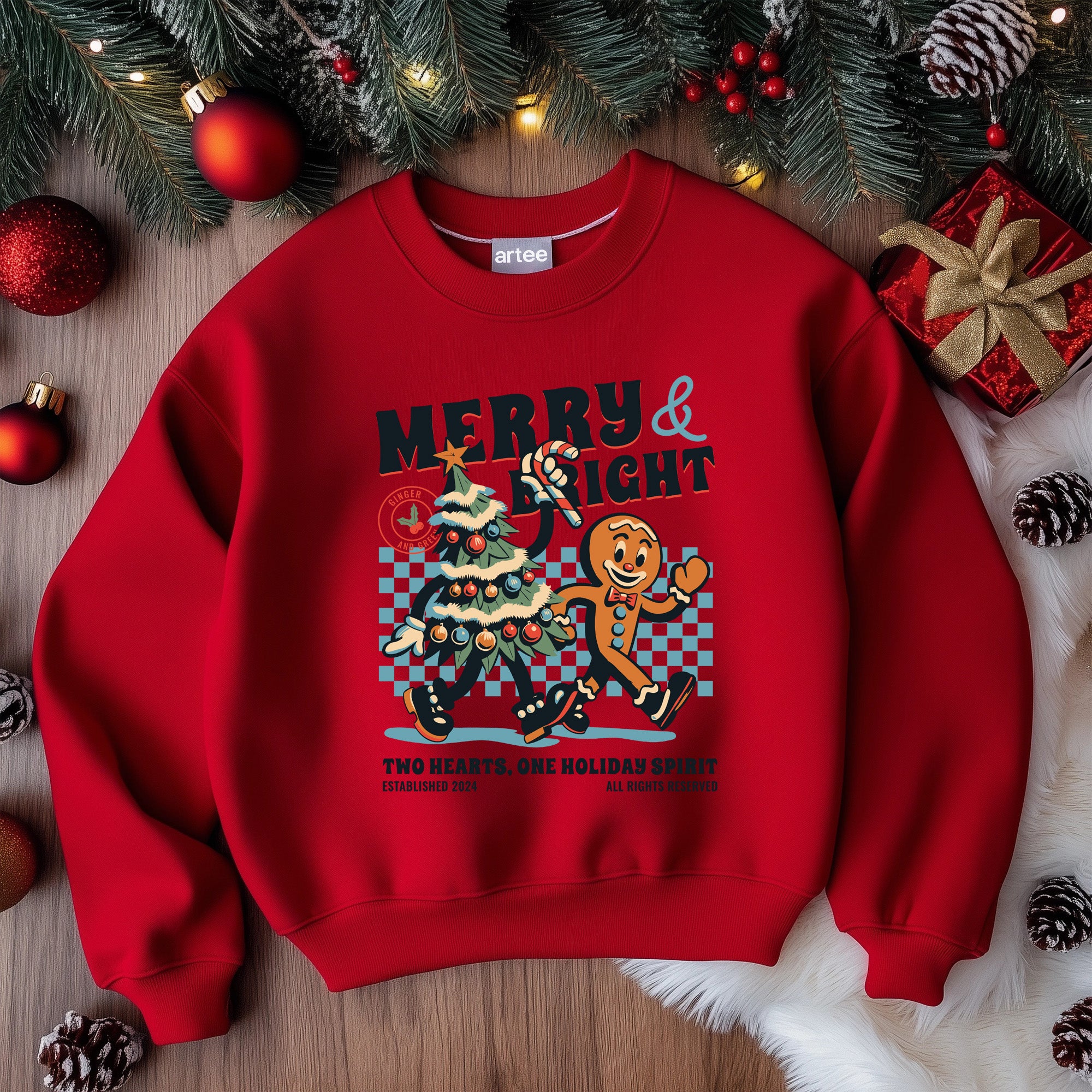 Merry and Bright Red Christmas Sweatshirt - Trendy Festive Apparel