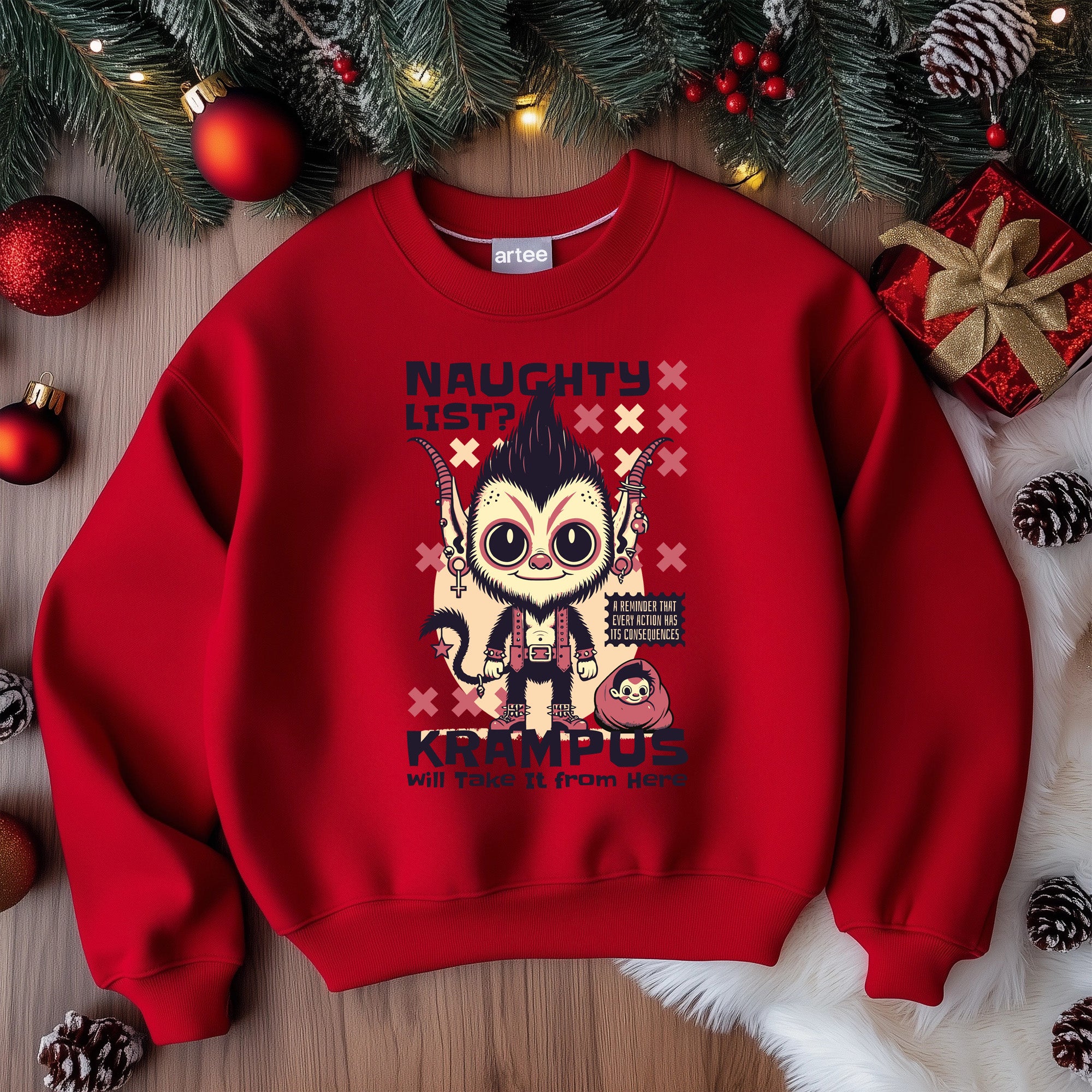 Trendy "Naughty List" Red Christmas Sweatshirt