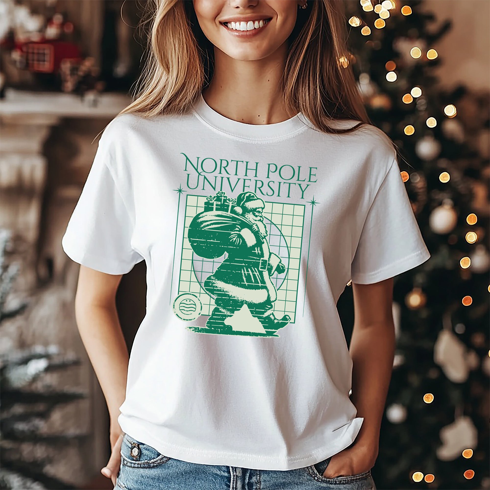 North Pole University Christmas T-Shirt - Holiday Santa Design Unisex Tee