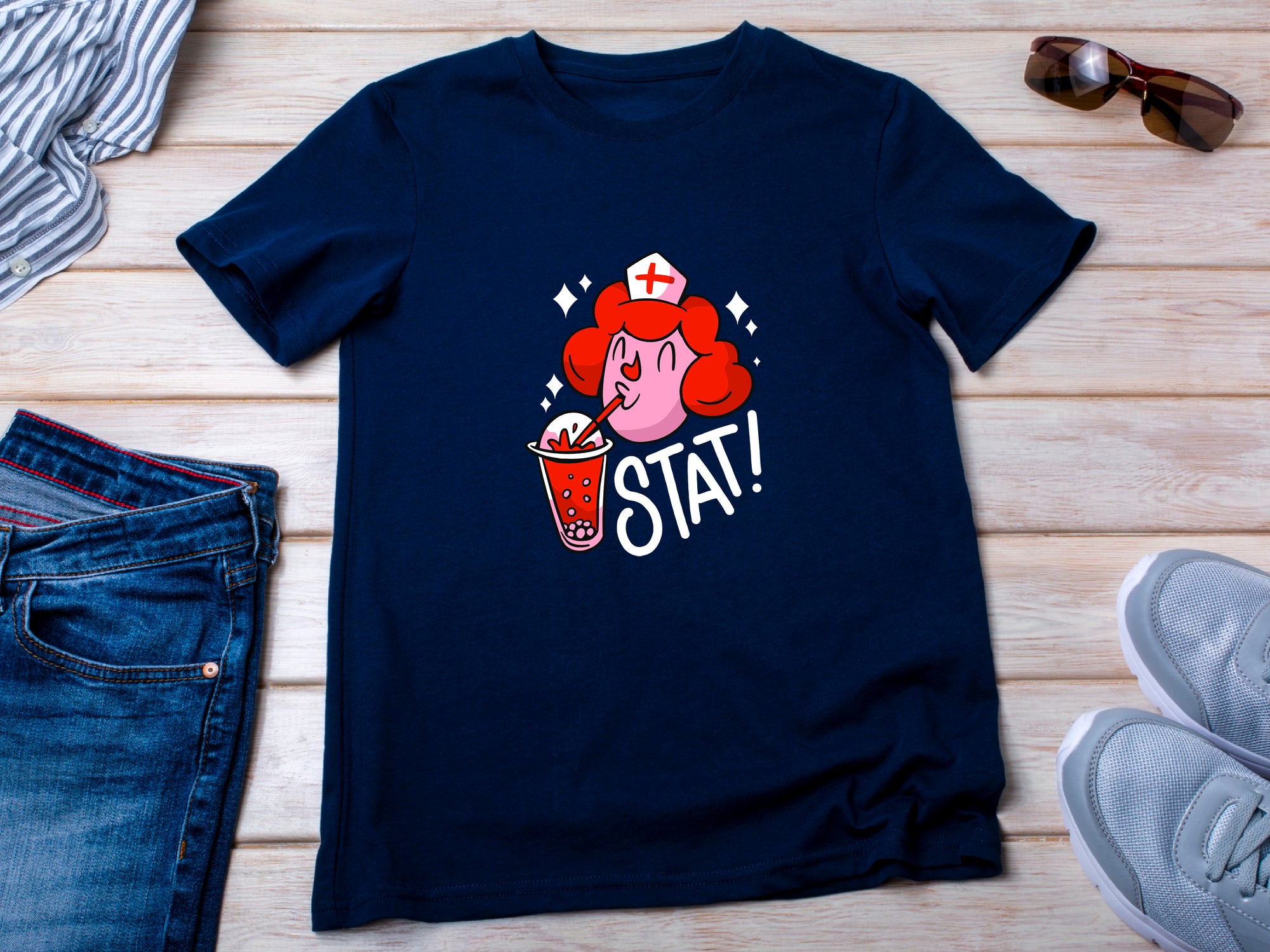 Funny Nurse Shirt, Boba Tea Lover Tee, Bubble Tea Gift T-Shirt for Nurses, Cute Medical Worker Tee, Nursing Life Shirt