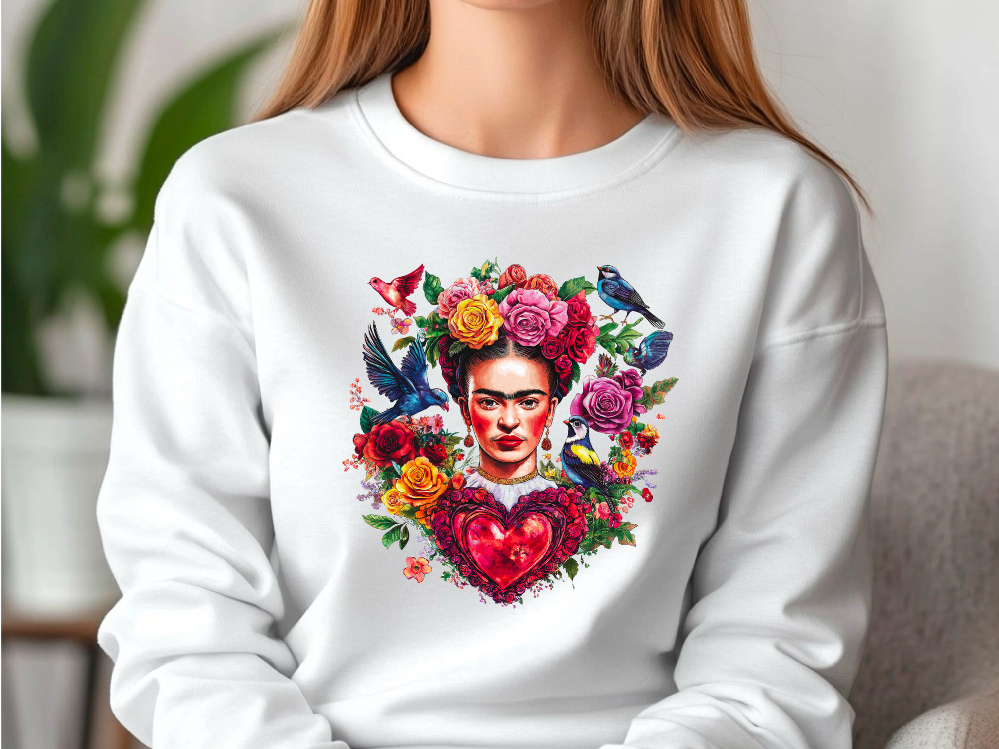 Frida Kahlo Art Sweatshirt | Unique Valentine Gift for Her | Women&#39;s Cute Love Sweatshirt for Valentine&#39;s Day