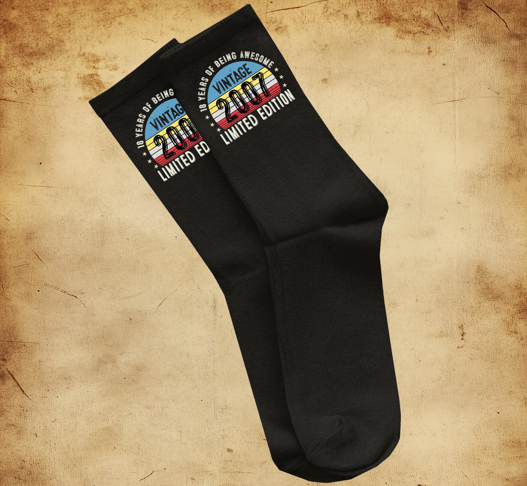 Socks 18th Birthday Gifts For Men Or Women Awesome Since 2007 18 Years Old