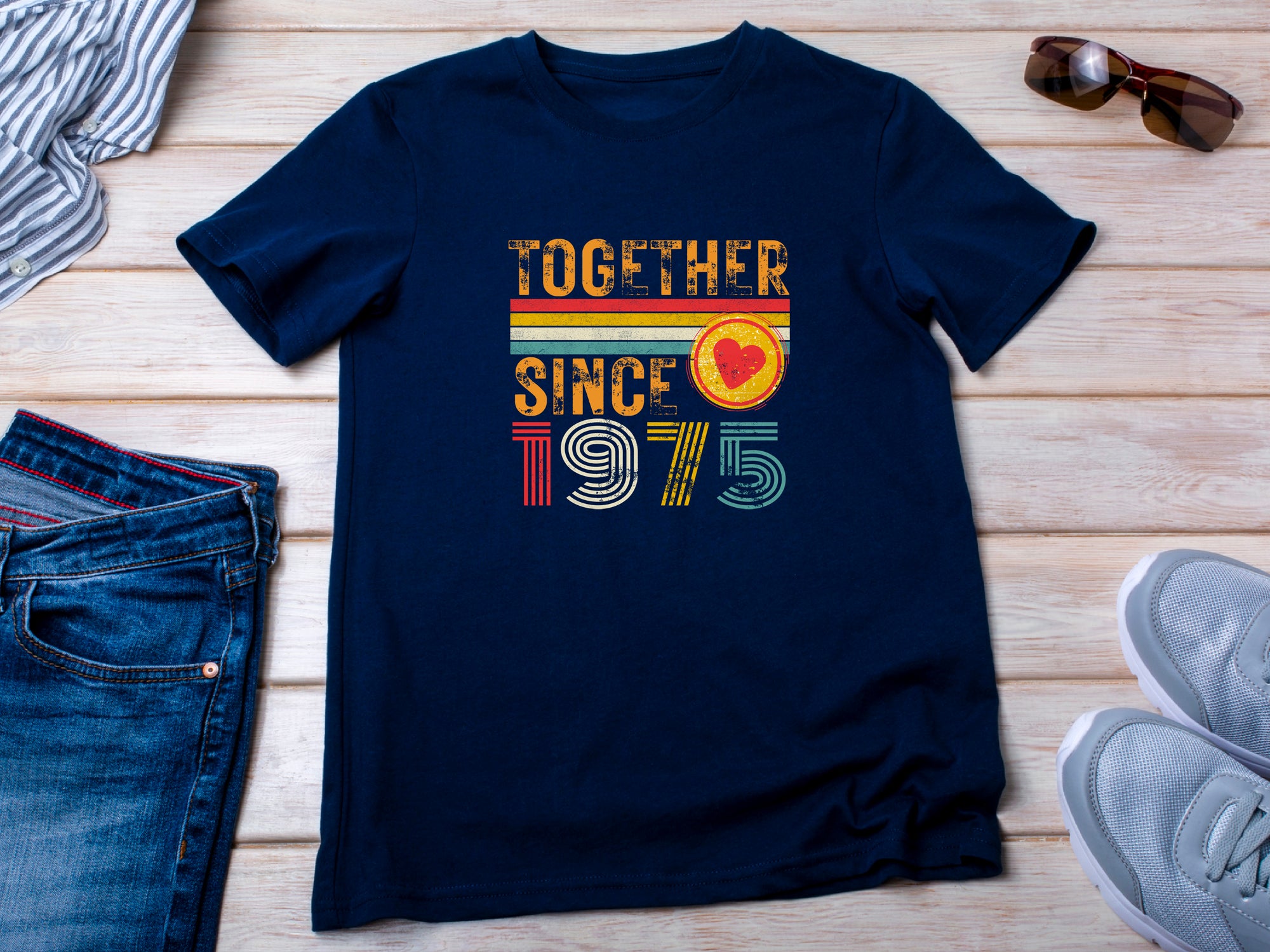 50th Anniversary Shirt for Couple, Together Since 1975 Tee, Husband and Wife Matching Shirt, Est. 1975 Love Gift, Golden Anniversary T-Shirt