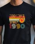 35th Anniversary Shirt, Est. 1990 Matching Couple Tees, Wifey & Hubby Gift, Married Since 1990 Custom Husband and Wife T-Shirt