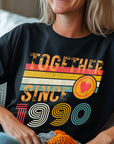 35th Anniversary Shirt, Est. 1990 Matching Couple Tees, Wifey & Hubby Gift, Married Since 1990 Custom Husband and Wife T-Shirt