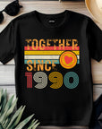 35th Anniversary Shirt, Est. 1990 Matching Couple Tees, Wifey & Hubby Gift, Married Since 1990 Custom Husband and Wife T-Shirt