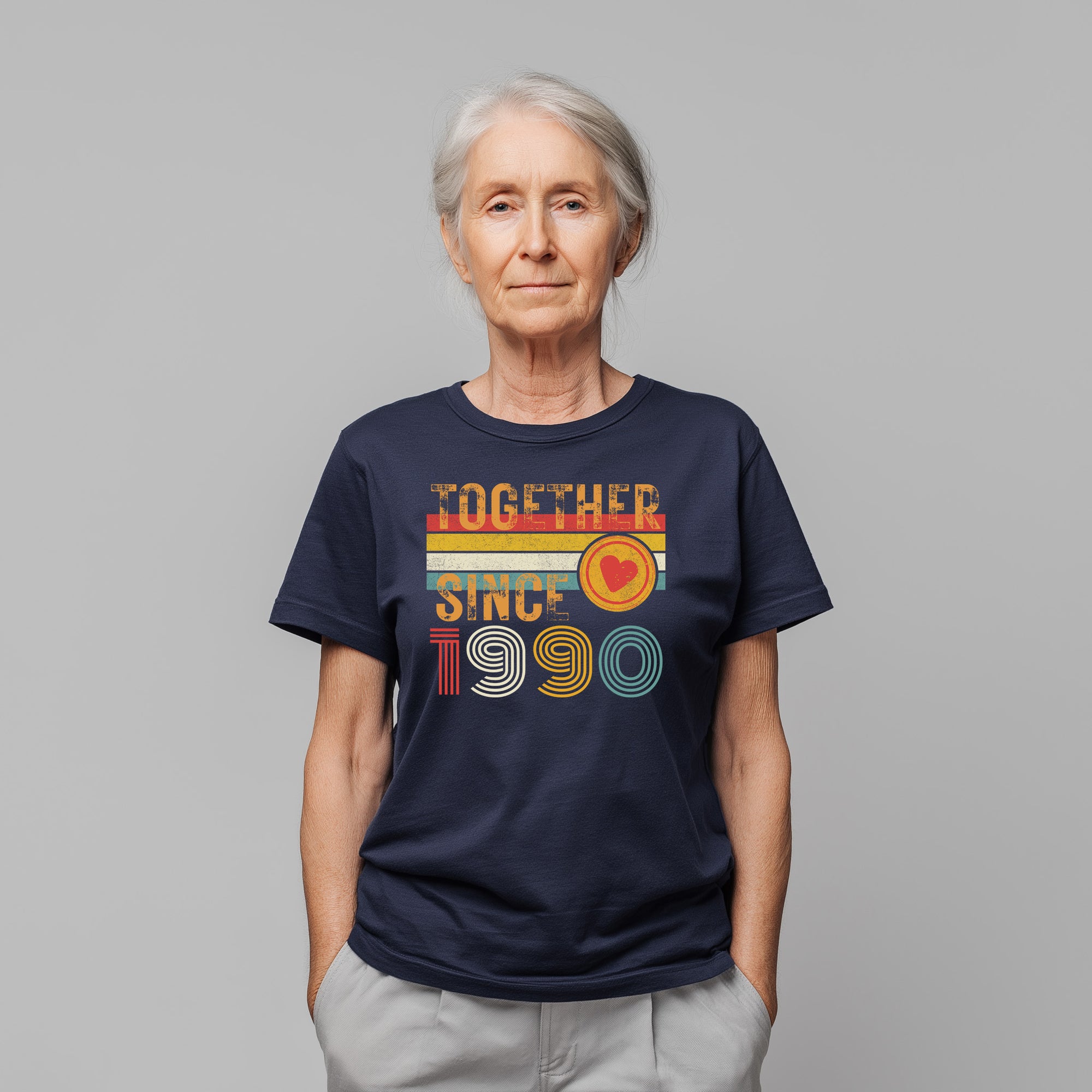 35th Anniversary Shirt, Est. 1990 Matching Couple Tees, Wifey &amp; Hubby Gift, Married Since 1990 Custom Husband and Wife T-Shirt
