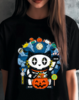 T-Shirt aus Bio-Baumwolle mit Halloween-Glückskatzen-Grafik
