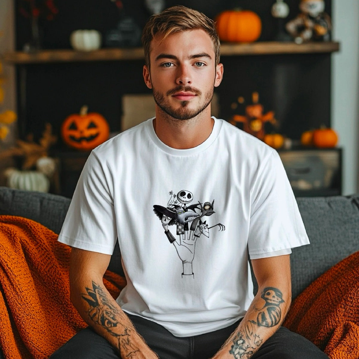 Tim Burton T-Shirt aus Bio-Baumwolle mit Fingerpuppen-Grafik