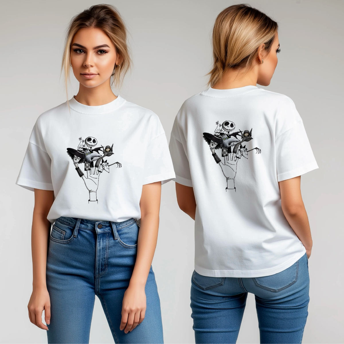 Tim Burton T-Shirt aus Bio-Baumwolle mit Fingerpuppen-Grafik